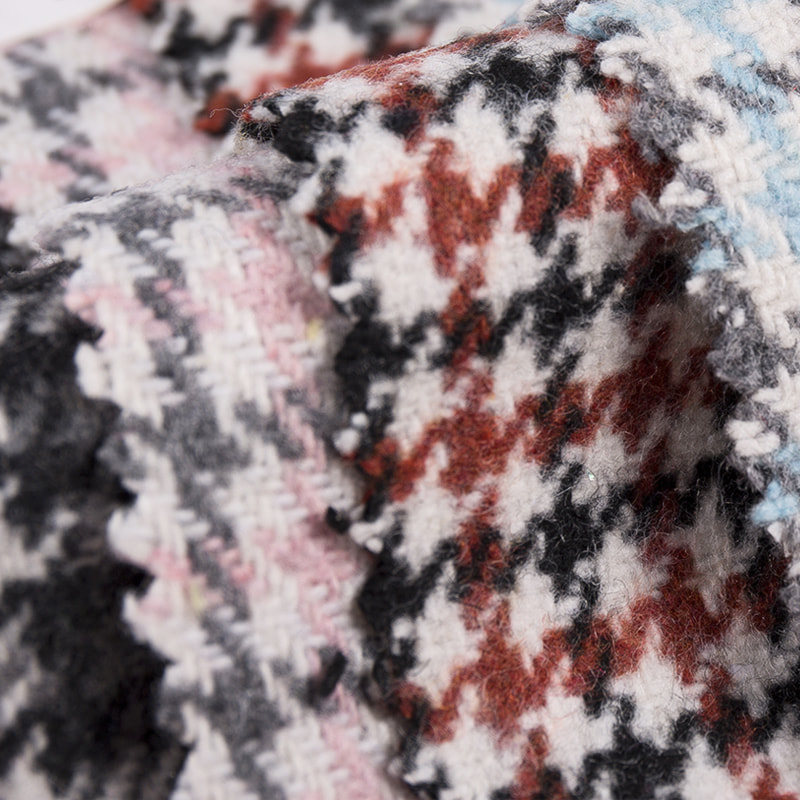 Houndstooth Check Plaid ผ้าทอหลากสีสำหรับตัดเย็บเสื้อผ้า 1702/1822/2052