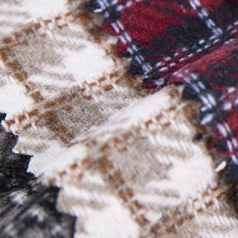 Vichy Plaid ขนสัตว์ 10% 90% ผ้าทวีดไฟเบอร์เคมี