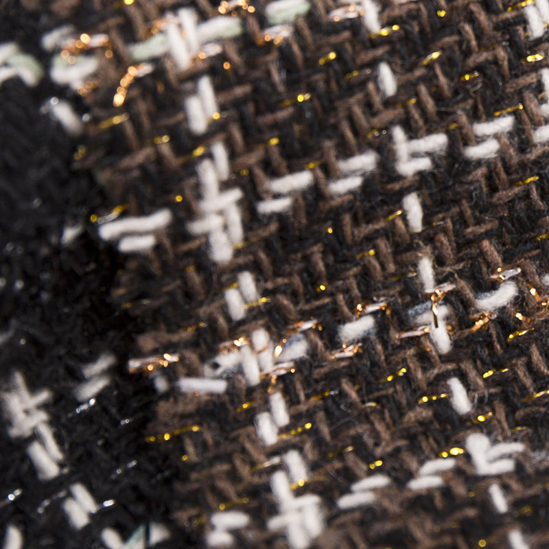 Vichy Chemical Fiber Gold/Sliver Metallic Tweed Fabrics สำหรับเครื่องแต่งกาย 2579