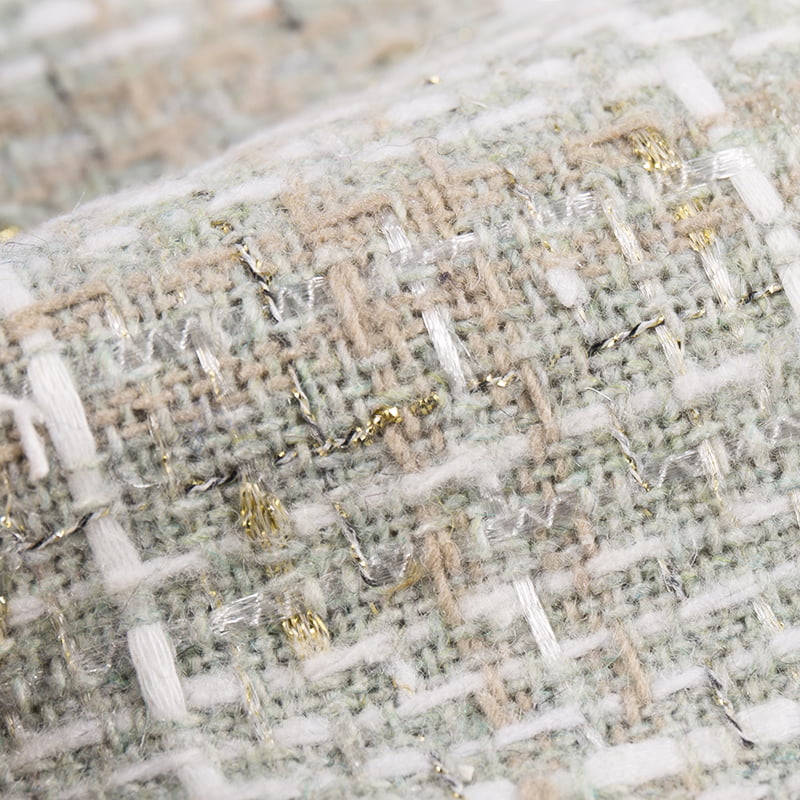 Chanel Check Metallic Gold Silver Tweed Fabric สำหรับเสื้อโค้ท 3219