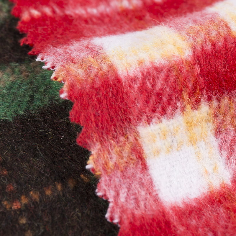 ผ้าใยเคมีลายสก๊อตสีเขียวสีแดงสีดำสำหรับเสื้อเชิ้ต 3430