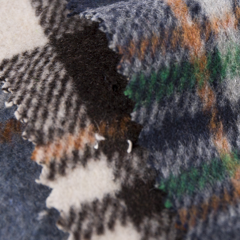 ผ้าทวีด Jacquard ลายตารางสีน้ำตาลน้ำเงิน 3510