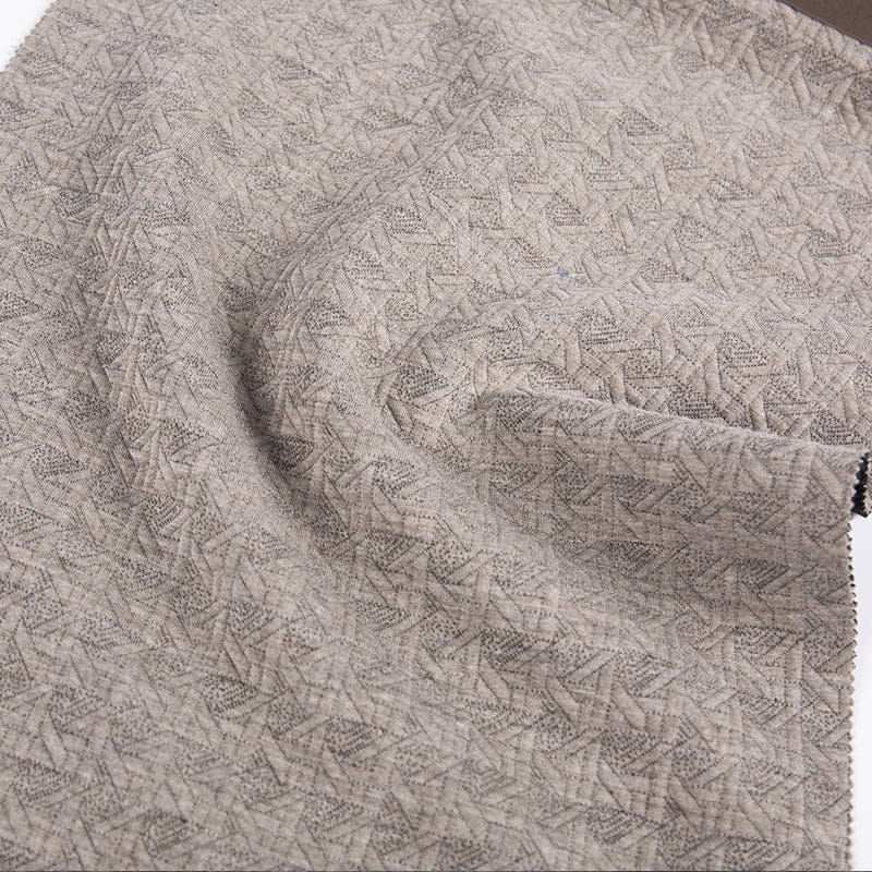 เส้นนูนที่มีลายนูนถัก Jacquard โพลีเอสเตอร์ลาย้เหนียวผ้าสแปนเด็กซ์ชุดกีฬาสำหรับเสื้อผ้า AW23029