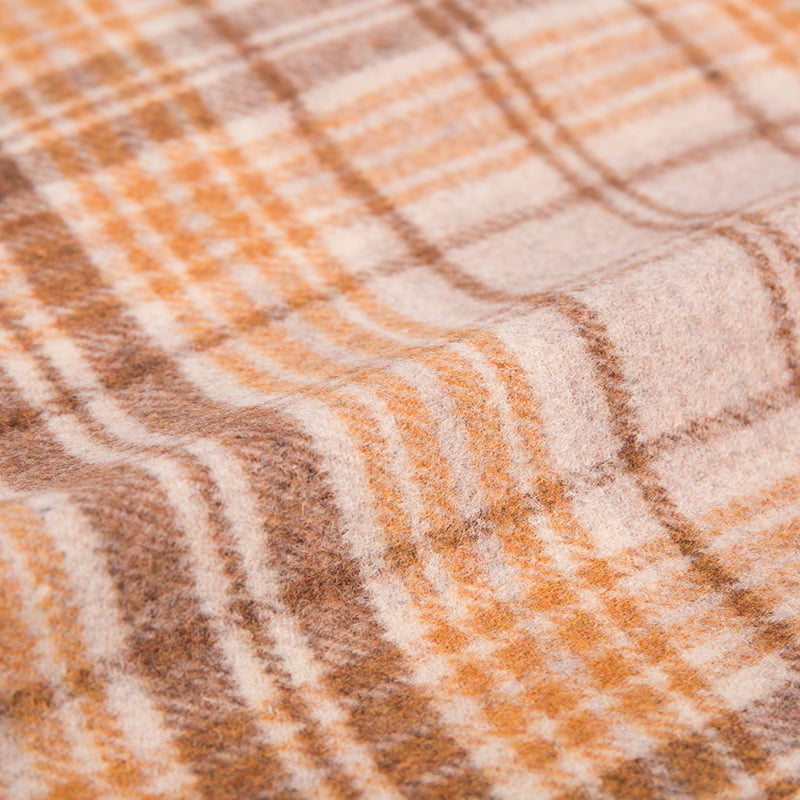 ผ้าฟลีซ Houndstooth ลายสก็อตหนา 2 หน้า สีน้ำตาลเหลือง ZZH24017