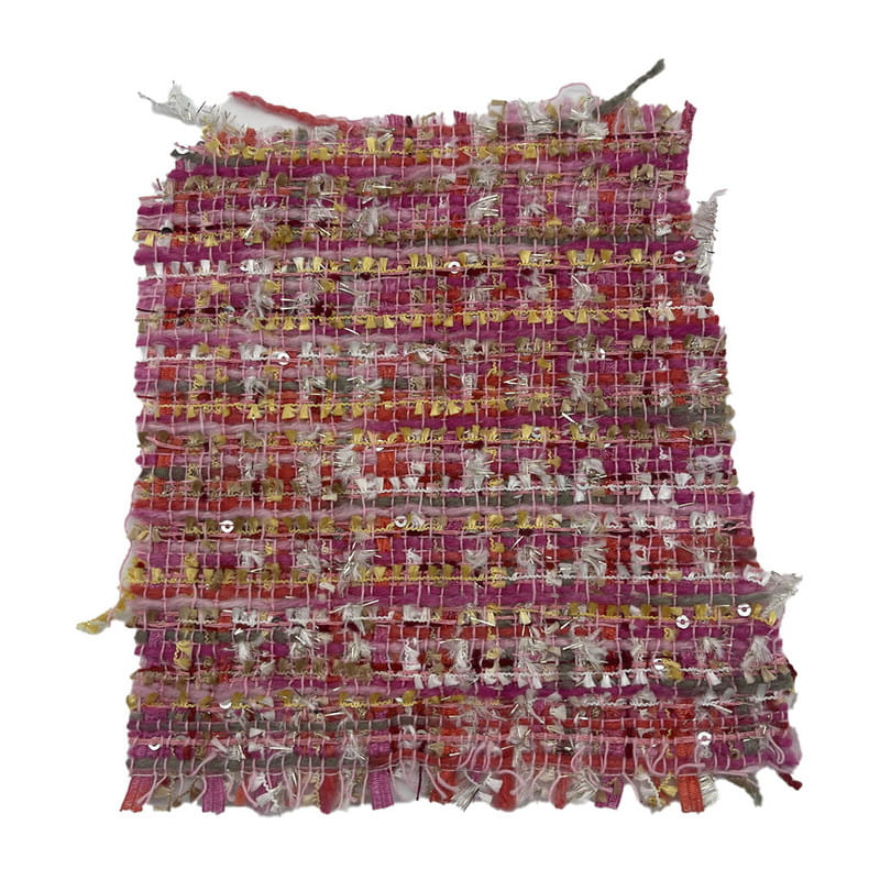 แฟชั่นสีแดงสีชมพูเลื่อมเมทัลลิผ้าทวีดสำหรับผู้หญิง21003