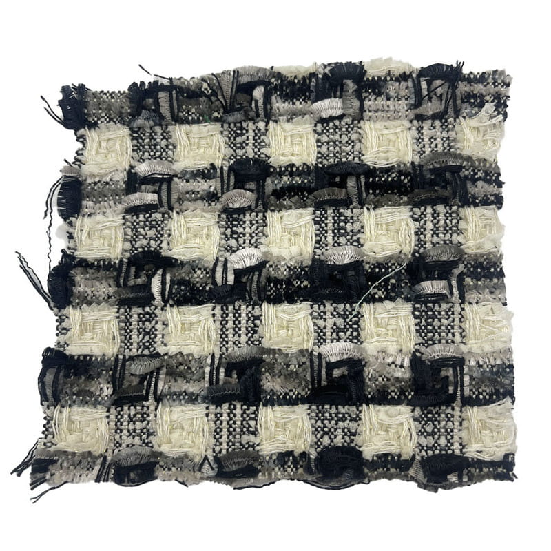 ผ้าทวีดทอลายลายสก๊อตสีเทาดำหรูหราสำหรับเสื้อโค้ท 22042