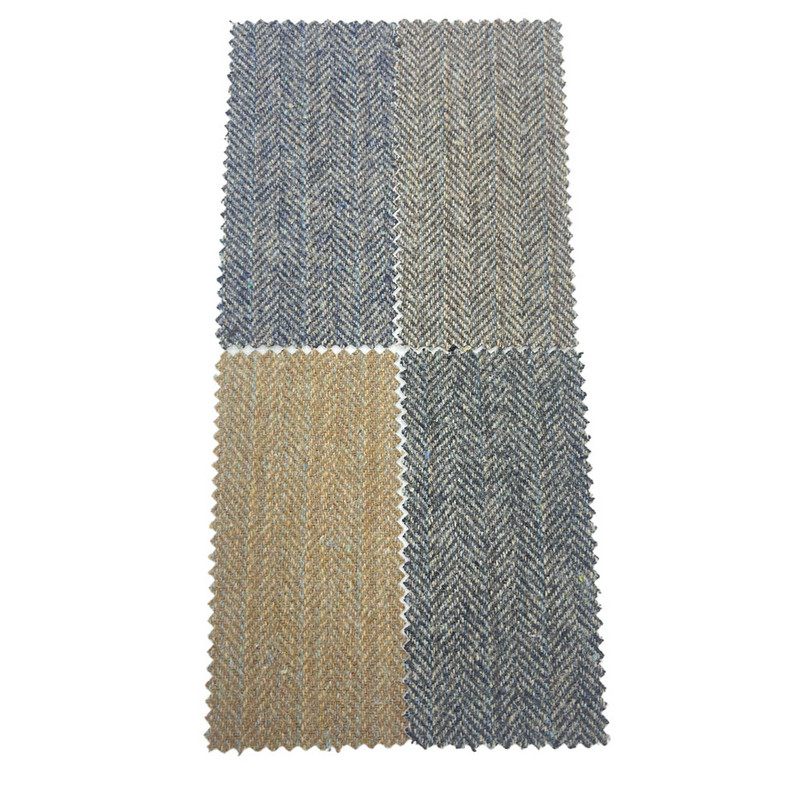 ผ้าทวีดขนแกะลายทางสีน้ำเงินสีน้ำตาลอิตาลีสำหรับตัดเย็บเสื้อผ้า 3534