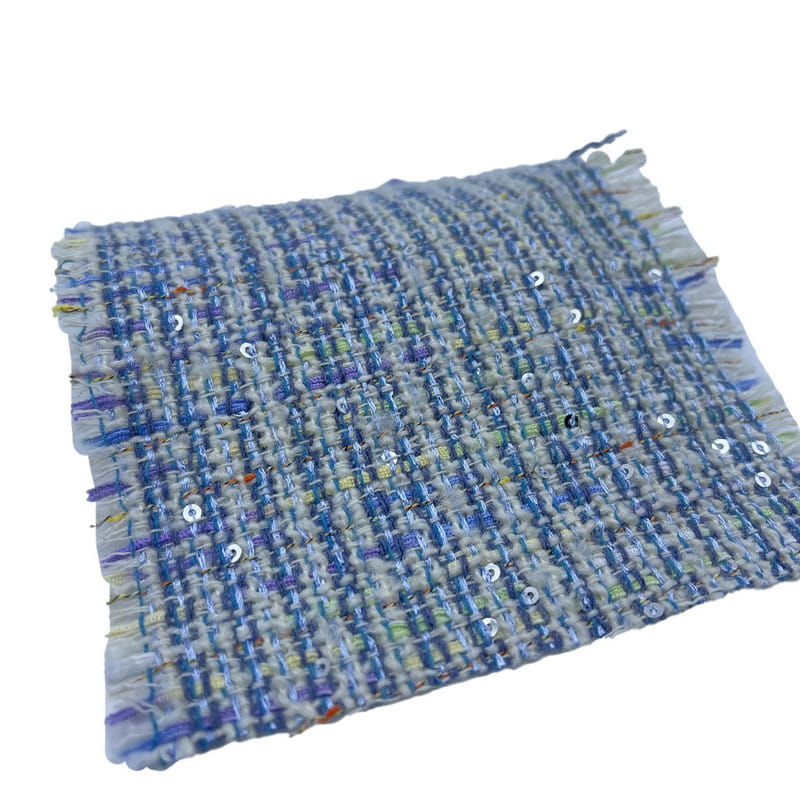 ผ้าขนสัตว์โพลีเอสเตอร์เลื่อมเมทัลลิคผ้าทวีดสำหรับเสื้อโค้ทสตรี ZZH24018